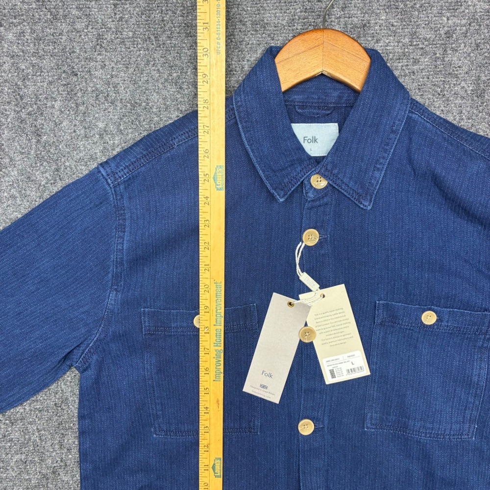 Folk Chore Jacket Herringbone Wash Twill Indigo Large NWT JMK/JM/2831 - Picture 9 of 15
